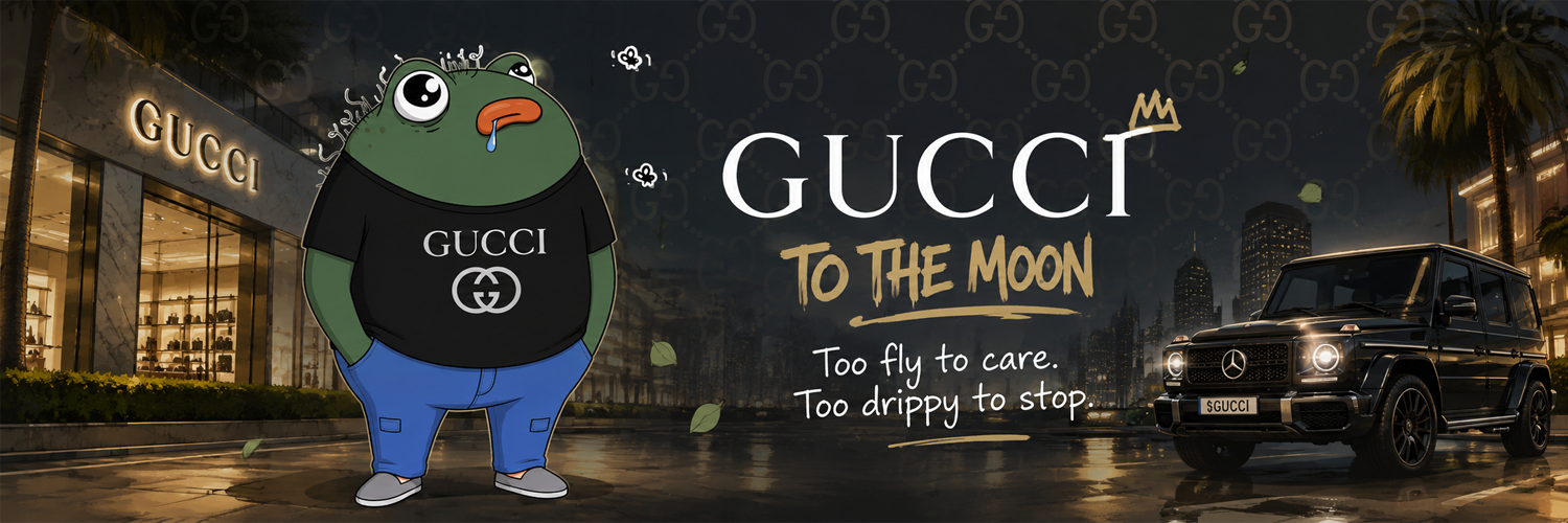 Gucci Pistacio on a rainy luxury boulevard beside a Gucci store and G-Wagon